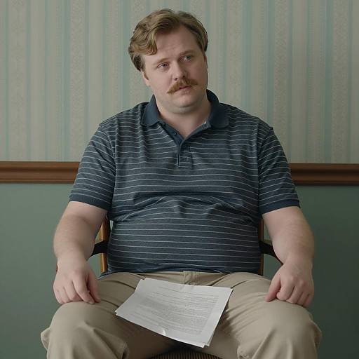 Man sitting on chair with papers