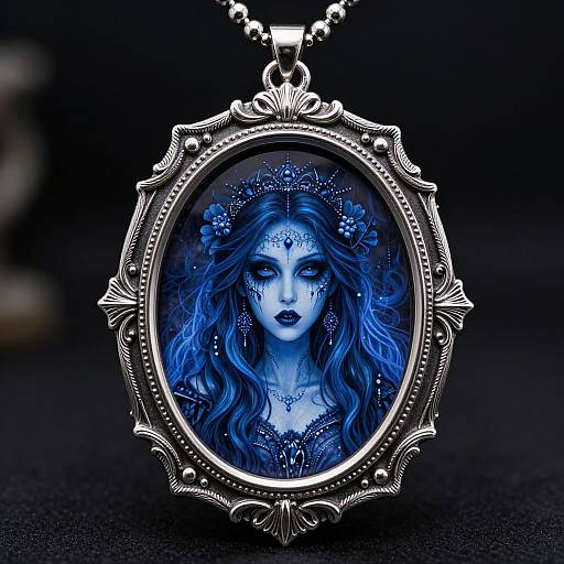 Haunting Blue Bride Horror Pendant
