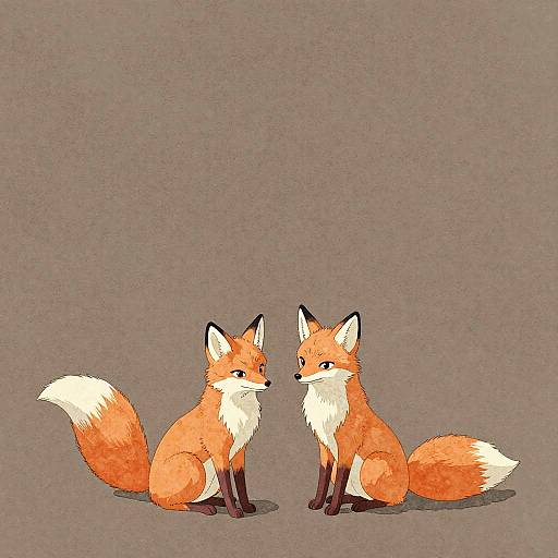 Minimalist Celestial Foxes Wallpaper