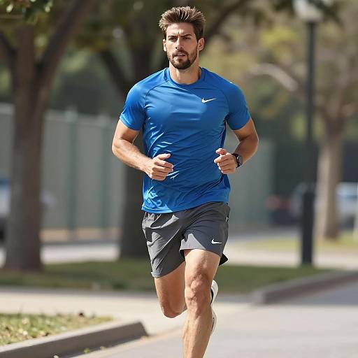 Muscular Man Running in Athletic Wear