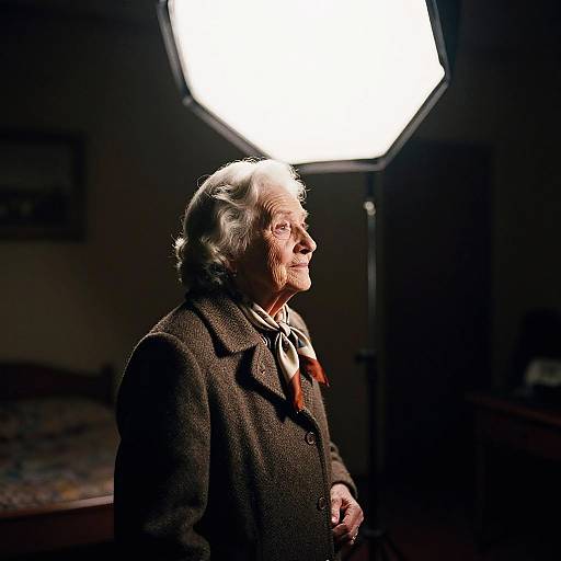 Glistening Elderly Woman in Vintage Coat