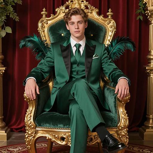 Regal Young Man on Golden Throne