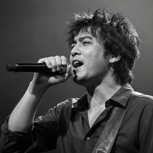 Passionate Male Singer in Black-and-White