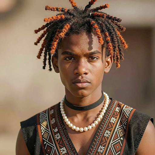 Intense Portrait of Exotic Costume Boy