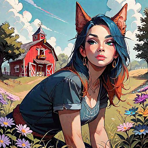 Warcraft-Style Dog at a Rustic Barn