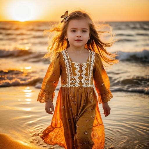 Toddler Girl at Ocean Sunset