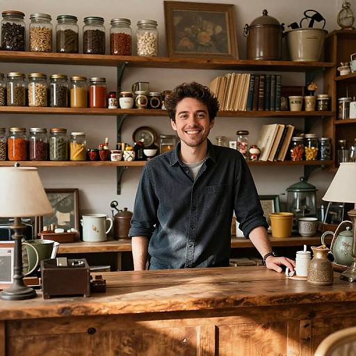 Cozy Vintage Shopkeeper Scene