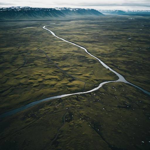 Aerial View of Icelandic Tundra Plains