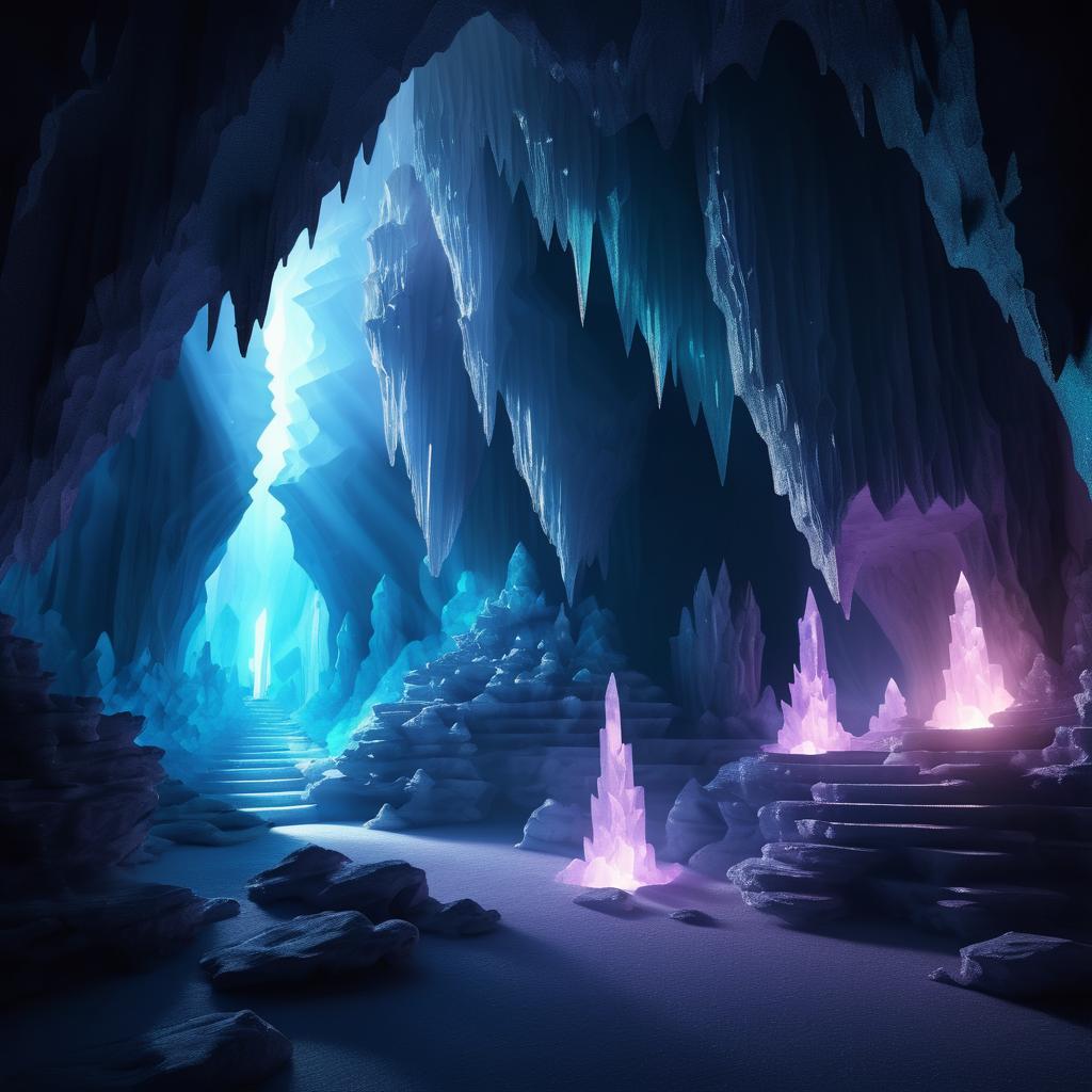 Mystical Cave with Glowing Crystals