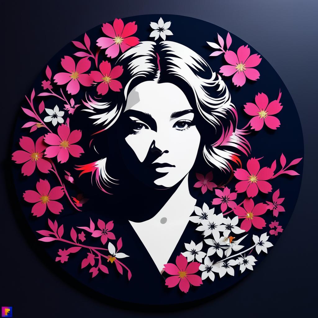 Blooming Sakura Stencil Art of Florence Pugh