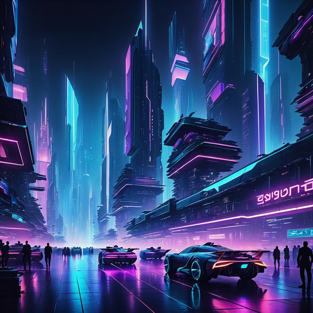 Vibrant Cyberpunk Corporate Metropolis Scene