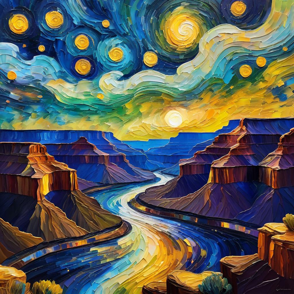 Impressionist Grand Canyon under Starry Sky