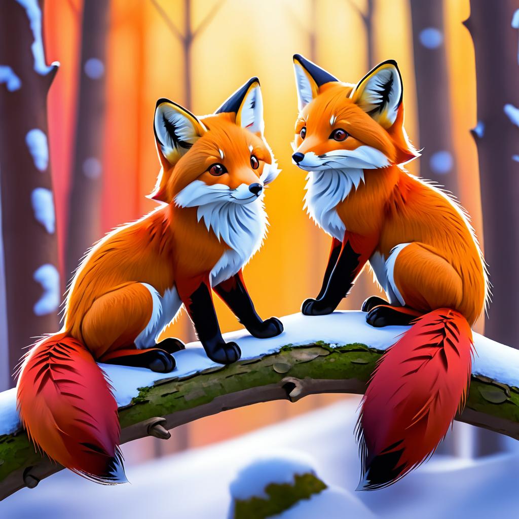 Vibrant 2D Animation of Red Foxes