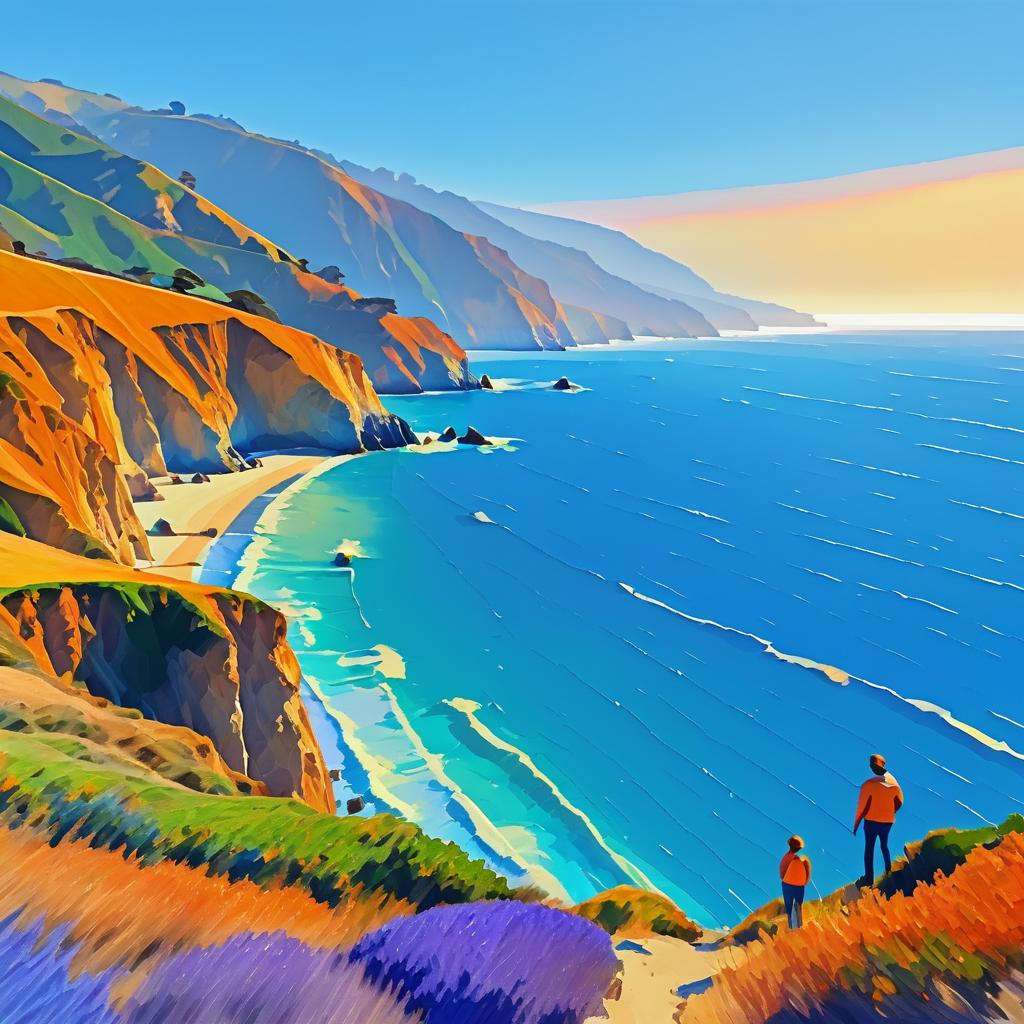 Impressionist Coastal Cliffs in Big Sur