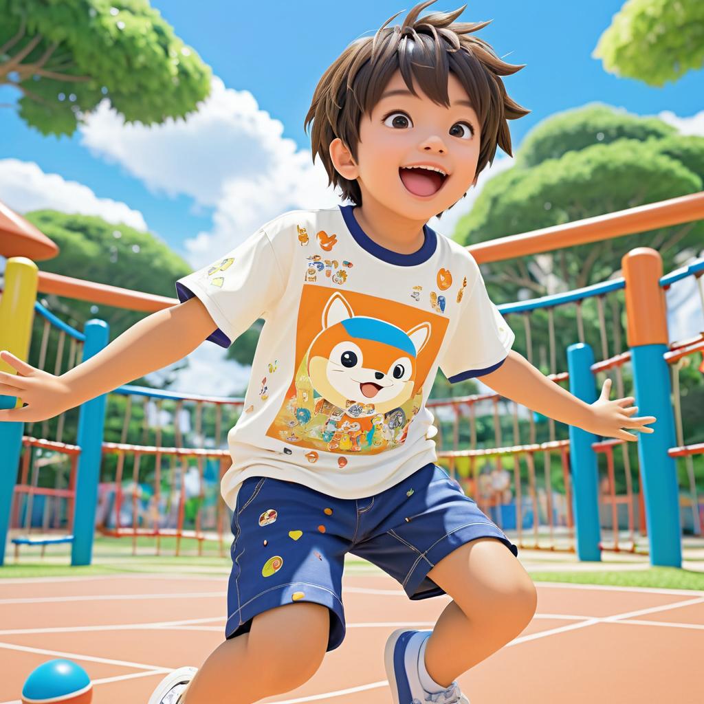 Playful Boy in Anime Playground Adventure