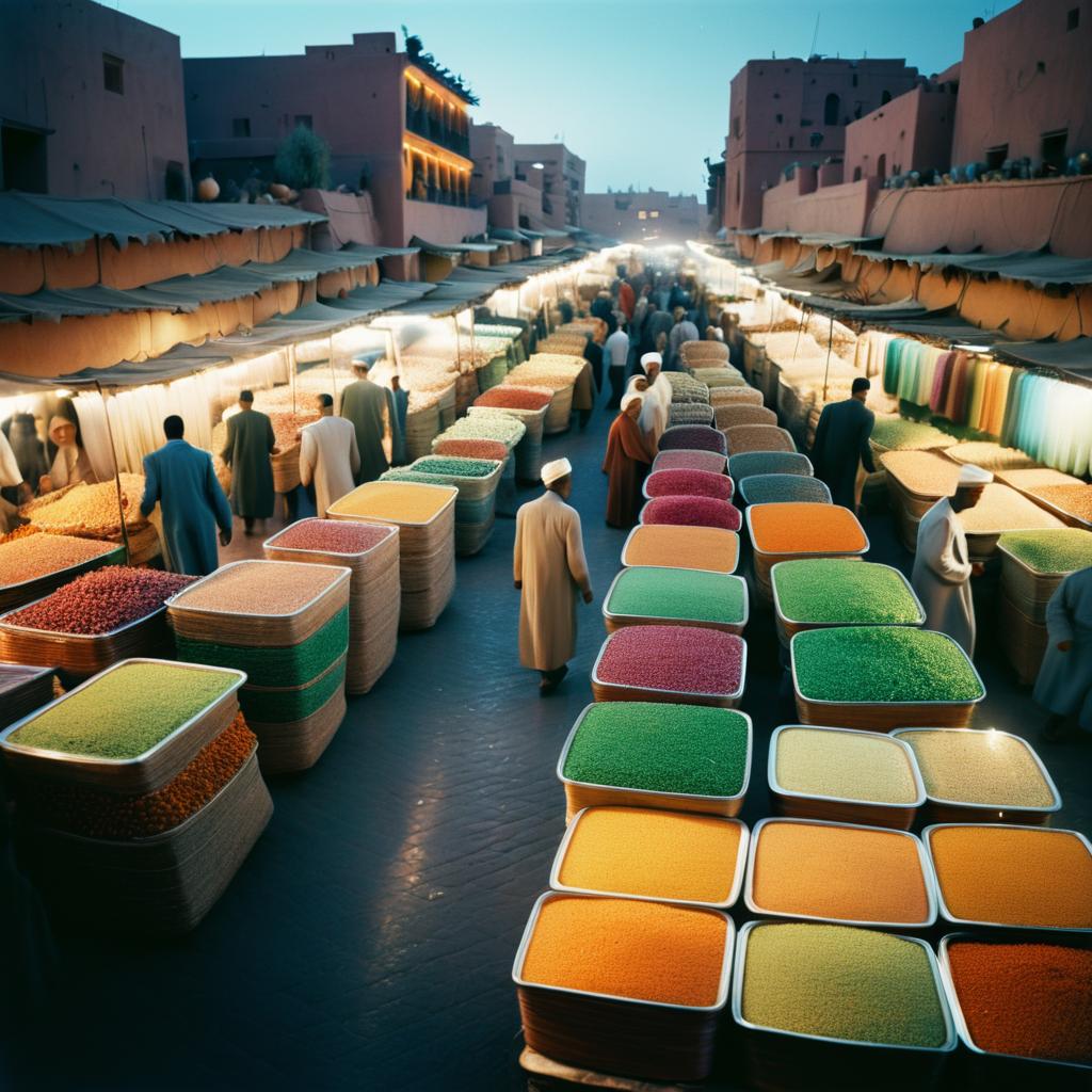 Vintage Hasselblad Market Scene in Marrakech