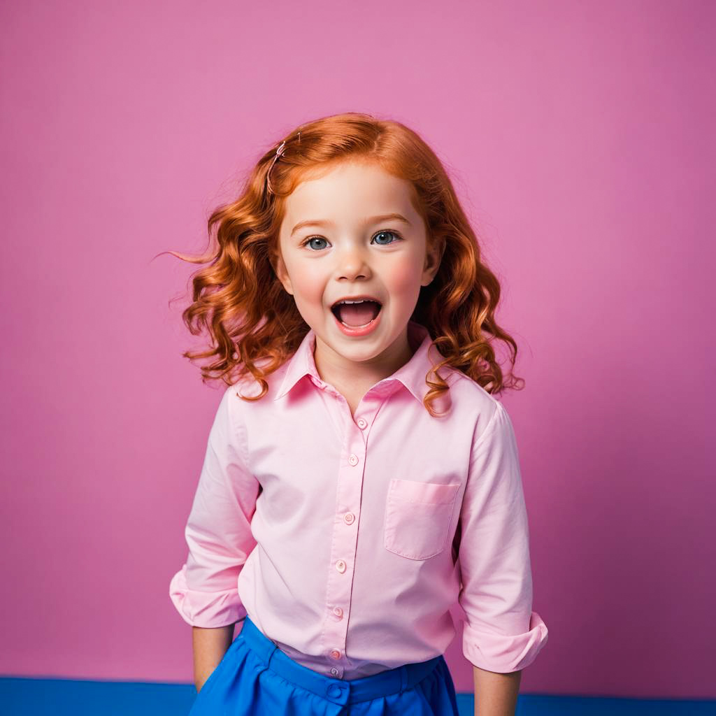 Surprised Little Girl in Vibrant Studio