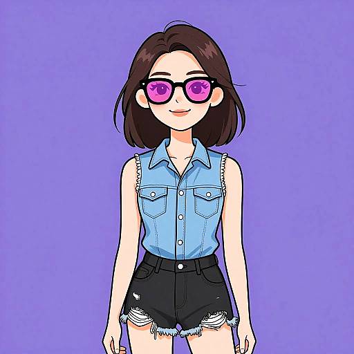 Smiling Woman in Casual Denim Outfit