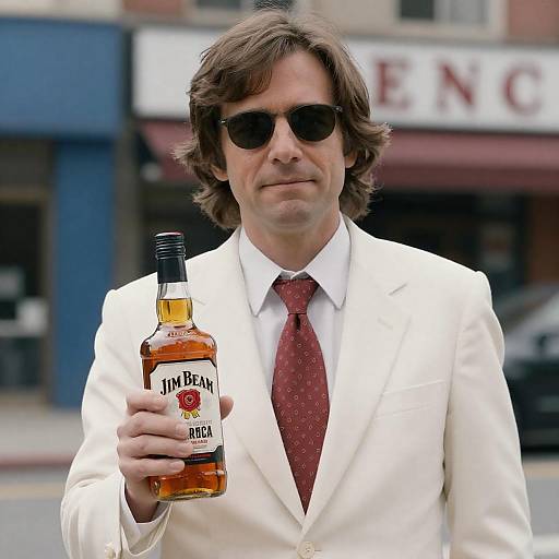 Stylish Man with Whiskey in Urban Setting