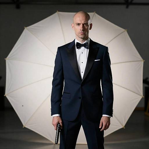 Mysterious Man in Tuxedo with Gun