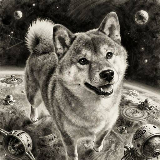 Lifelike Shiba Inu in Outer Space