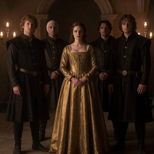 Candlelit Medieval Chamber with Gilded Gown