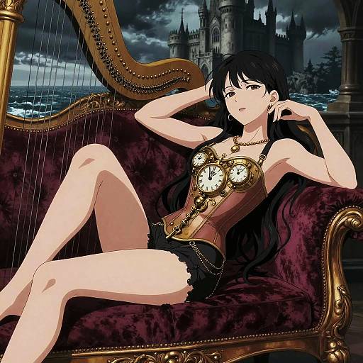 Ecchi Mechanical Harpist in Gothic Fantasy
