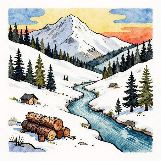 Surreal Snowy Mountain Tattoo Art