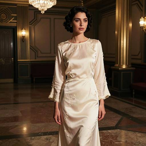 Cinematic Art Deco Tea Dress Portrait