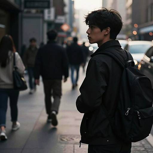 Silhouette Avoiding Eye Contact in City