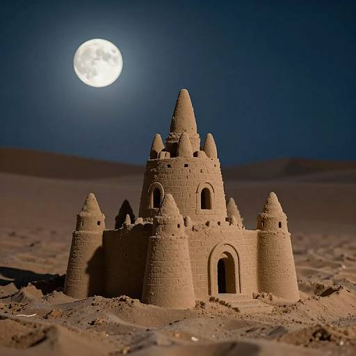 Moonlit Desert Sandcastle Dreams