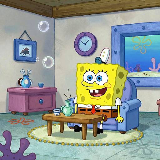 Vibrant SpongeBob Living Room Scene