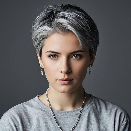 Realistic Male and Female with Short Grey Hair