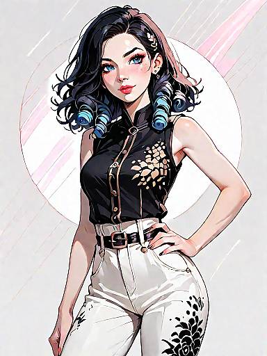 Confident Woman in Bold Abstract Jumpsuit