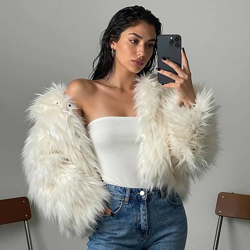 Chic Mirror Selfie of Young Woman