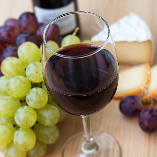 Vibrant Close-Up of Wine and Cheese