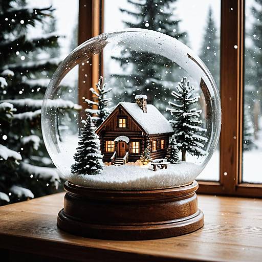 Charming Snow Globe Cabin Scene