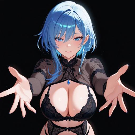 Alluring Woman in Black Lace Lingerie