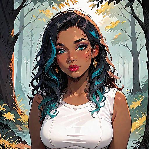 Confident Woman in Sunlit Forest