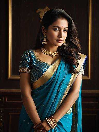 Anusha in Blue Half Saree