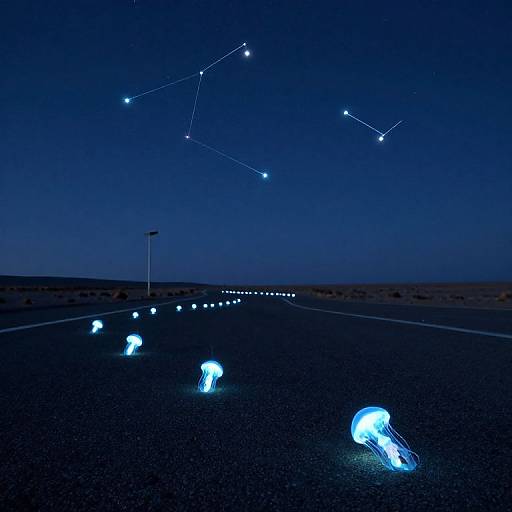 Glowing Jellyfish Desert Sky Constellations