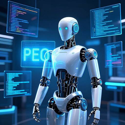 Futuristic AI Word Generator Robot