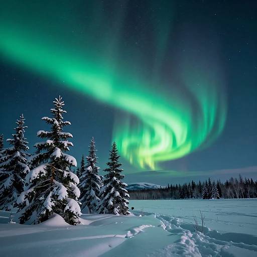 Northern Lights Over Serene Winter Landscape