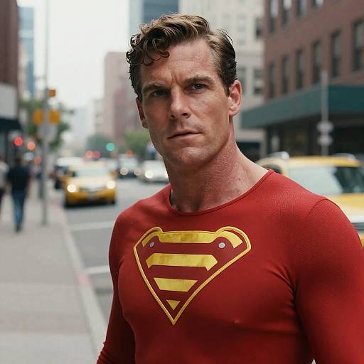 Close-Up of Adam Strange in Red Suit