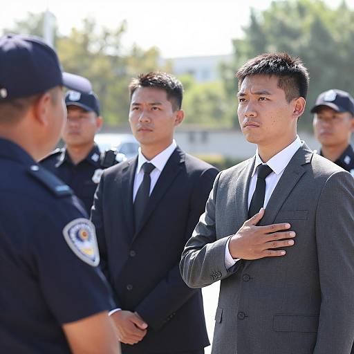 Serious Suited Men with Police Officers