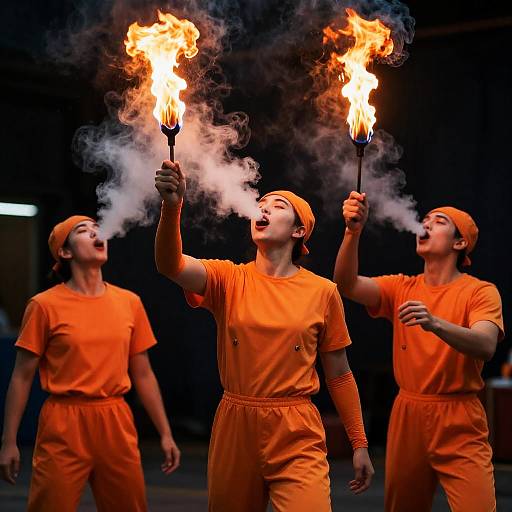 Joyful Orange Circus Fire Breathers
