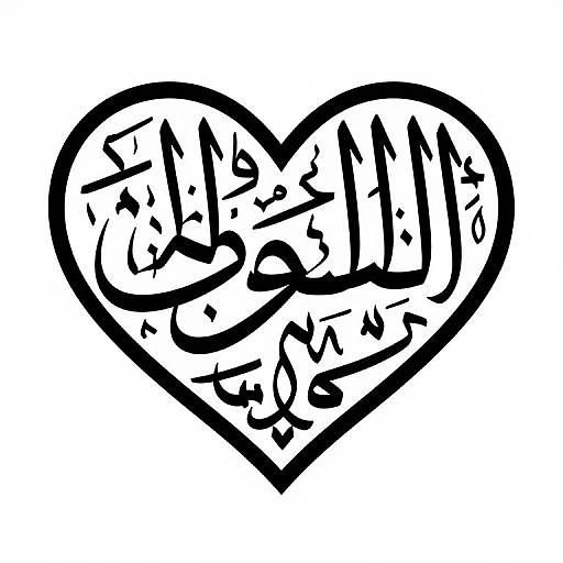Heart-Shaped Arabic Calligraphy Vector