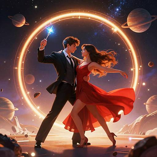 Sci-Fi Dancing Couple in Space