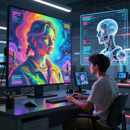 Cyberpunk AI Art Lab Creation