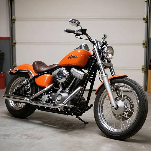 Classic Orange Harley-Davidson Chopper